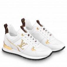 Louis Vuitton Women's White Run Away Sneakers with Gold Details